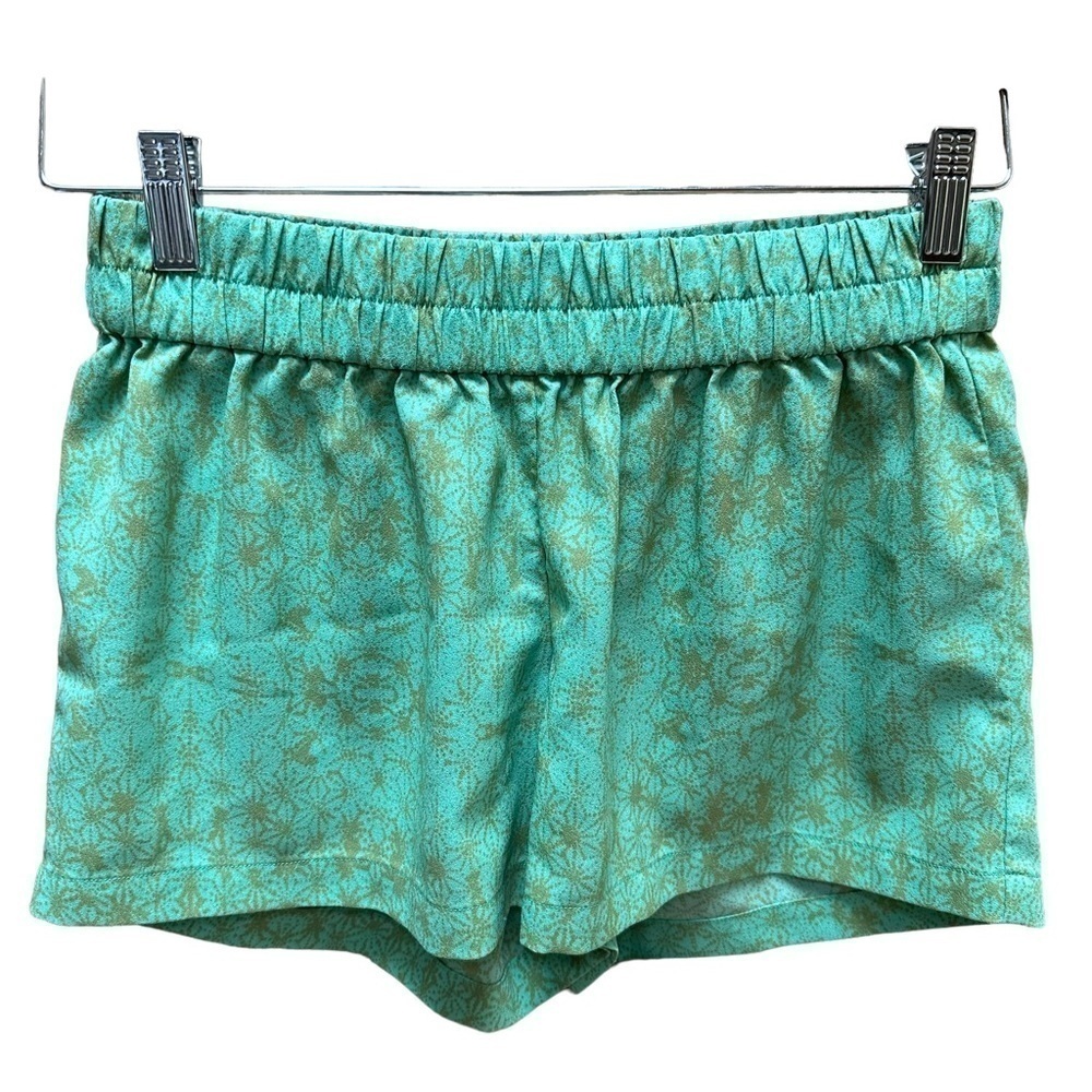 Prana Shorts Green‎ Gold Pull On Elastic Waist Women's Size XS